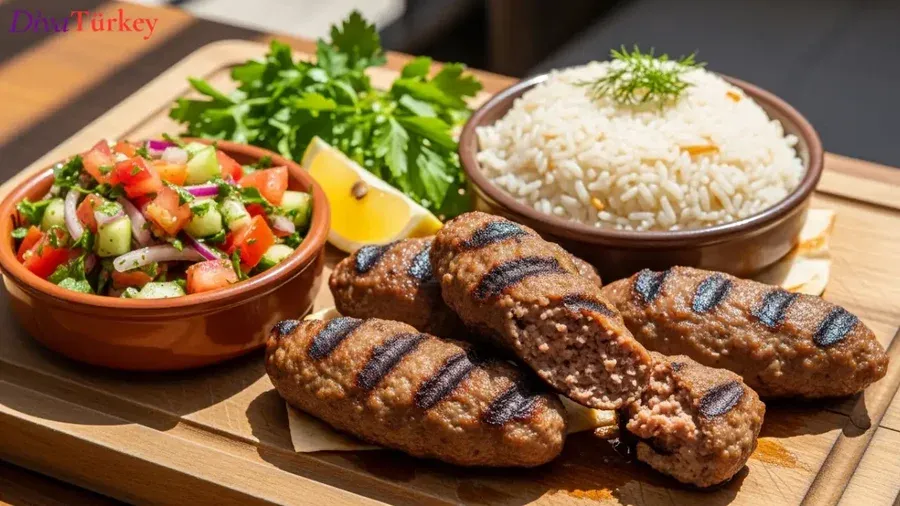 เคิฟเต้ - ลูกชิ้นเนื้อบดสไตล์ตุรกี ปรุงรสด้วยเครื่องเทศ ย่างหรือทอด เสิร์ฟพร้อมข้าวหรือสลัด